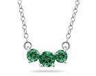 1 Carat Three Stone Emerald Necklace, 14K White Gold