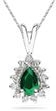 6mm x 4mm Pear Shaped Emerald and Diamond Flower Pendant in 14K White Gold