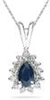 6mm x 4mm Pear Shaped Sapphire and Diamond Flower Pendant in 14K White Gold