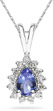 6mm x 4mm Pear Shaped Tanzanite and Diamond Flower Pendant in 14K White Gold