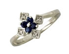 14kt White Gold Diamond and Sapphire Ring