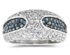 Blue Diamond and White Sapphire Ring in 14K White Gold