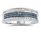 Blue and White Diamond Ring in 10K White Gold