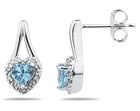 Blue Topaz and Diamonds Heart Earrings, 10K White Gold