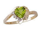 14K Yellow Gold Peridot and Diamond Heart Ring