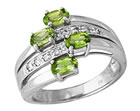 Peridot and Diamond Wrap Ring, 14K White Gold