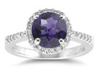Amethyst and Diamond Ring in 14K White Gold