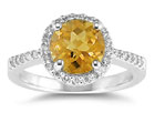 Citrine and Diamond Ring in 14K White Gold