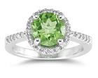 Peridot And Diamond Ring In 14k White Gold