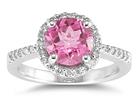 Pink Topaz and Diamond Ring in 14K White Gold
