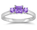 Three Stone Amethyst Ring, 14K White Gold