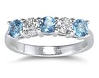 Five Stone Blue Topaz and Diamond Ring,14K White Gold