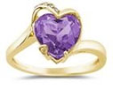 Heart Shaped Amethyst and Diamond Ring, 14K Yellow Gold