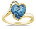 Heart Shaped Blue Topaz and Diamond Ring, 14K Yellow Gold