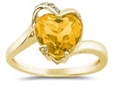 Heart Shaped Citrine and Diamond Ring, 14K Yellow Gold