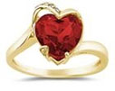 Heart Shaped Garnet and Diamond Ring, 14K Yellow Gold