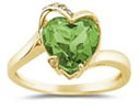 Heart Shaped Peridot and Diamond Ring, 14K Yellow Gold