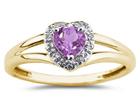 Heart Shaped Amethyst and Diamond Ring, 10K Yellow Gold