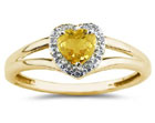 Heart Shaped Citrine and Diamond Ring, 10K Yellow Gold