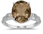 3.97 Carat  Smokey Quartz and Diamond Ring in 14K White Gold