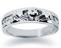 0.25 Carat Women's Claddagh Diamond Wedding Band in 14K White Gold