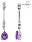 Amethyst and diamond dangle earrings