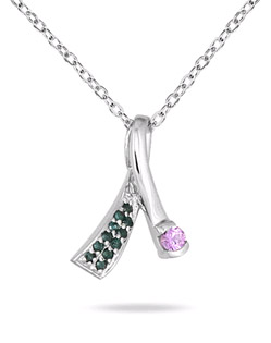 Pink Sapphire and Blue Diamond Ribbon Pendant