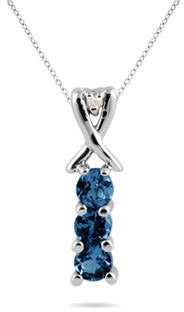 Three Stone Sapphire and Diamond Pendant