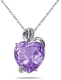 3.50 Carat Heart-Shaped Amethyst Pendant, 14K White Gold
