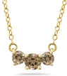 1 Carat Three Stone Smokey Quartz Necklace, 14K Gold