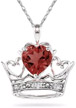 Crown Heart Garnet and Diamond Pendant