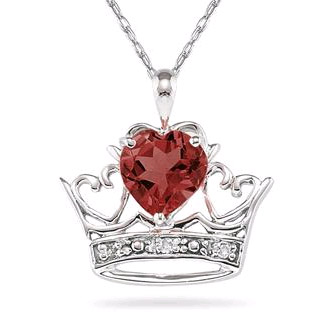 Crown Heart Garnet and Diamond Pendant