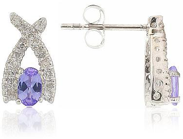 Oval Tanzanite and Diamond Earrings, 14K White Gold