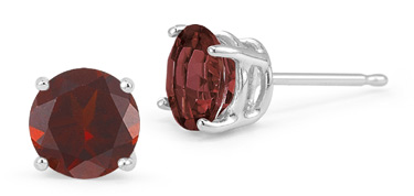 Garnet Stud Earrings in Platinum