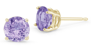 Tanzanite Stud Earrings, 14K Yellow Gold