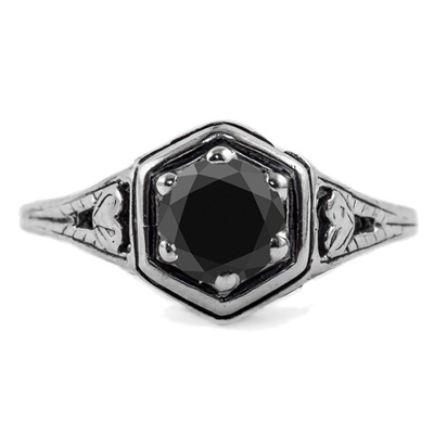 Vintage Style Black Diamond Rings for Women