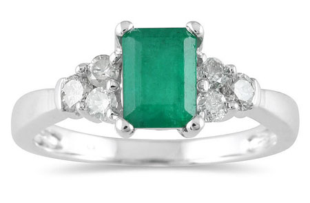 Carat Emerald-Cut Emerald Diamond Ring in 14K White Gold