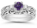 Art Deco amethyst bridal ring set
