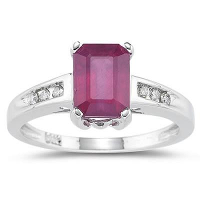 Ruby and Diamond Ring in 14K White Gold