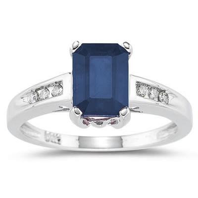 Sapphire and Diamond Ring in 14K white Gold