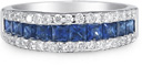 Princess Cut Sapphire and Diamond Ring, 14K White Gold