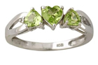 Heart Shape Peridot and Diamond Ring in 10K White Gold