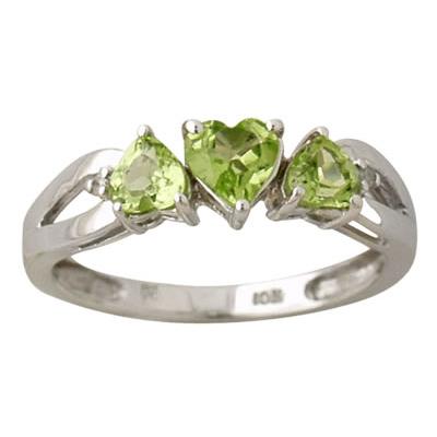Heart Shape Peridot and Diamond Ring in 10K White Gold