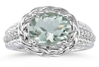 2.33 Carat Oval Shape Green Amethyst and Diamond Ring in 10K White Gold