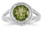 Peridot and Diamond Rope Design Ring in 10K White Gold