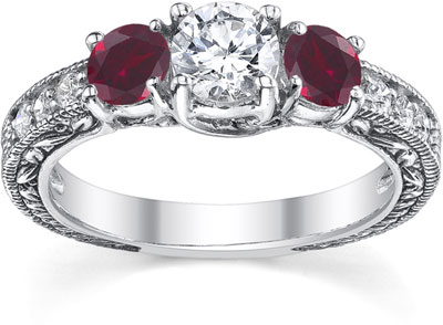 Diamond ruby engagement ring