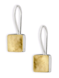 Apples of Gold Square Dent Earrings In 14k Gold An...
