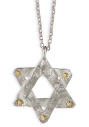 Sterling Silver and 14K Gold Star of David Pendant, Handmade in Israel