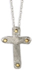 Handmade in Israel, Sterling Silver and 14K Gold Cross Pendant