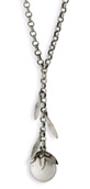 Silver Leaf Pearl Necklace